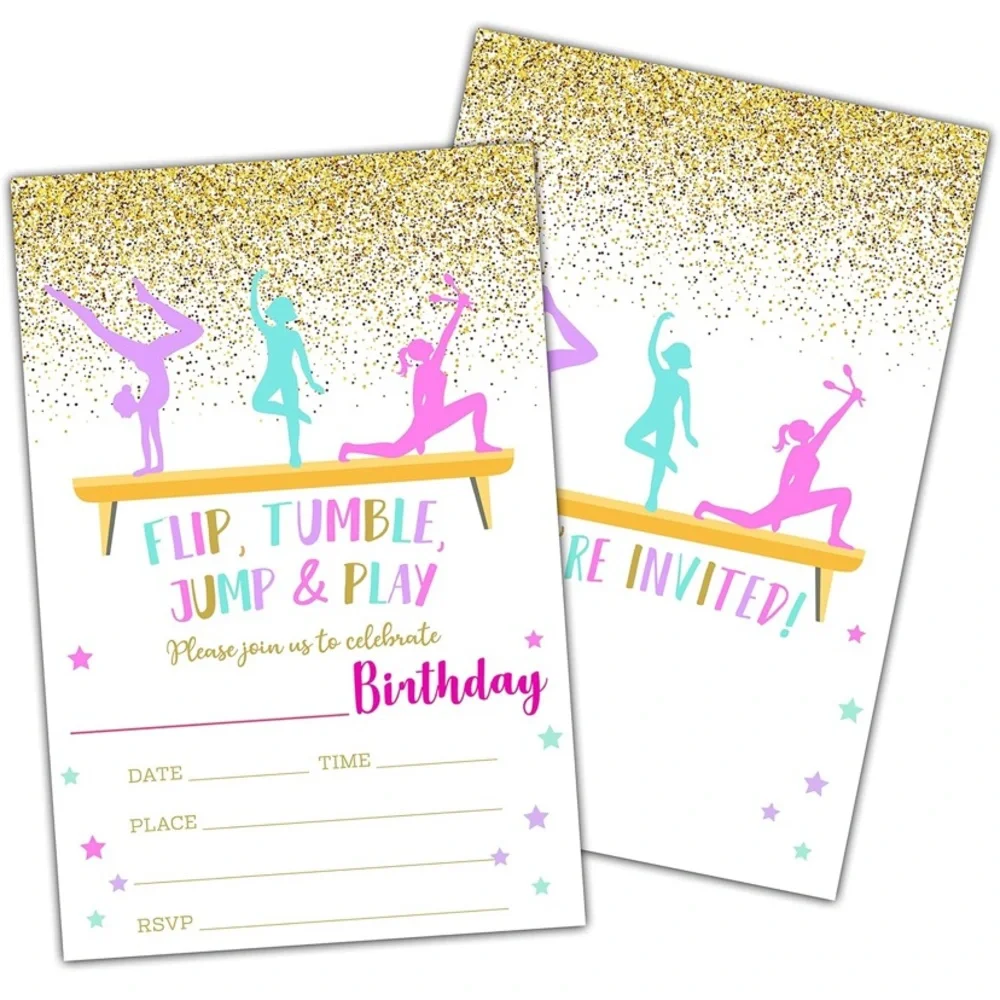 Gymnastics Birthday Invitation Cards (20)